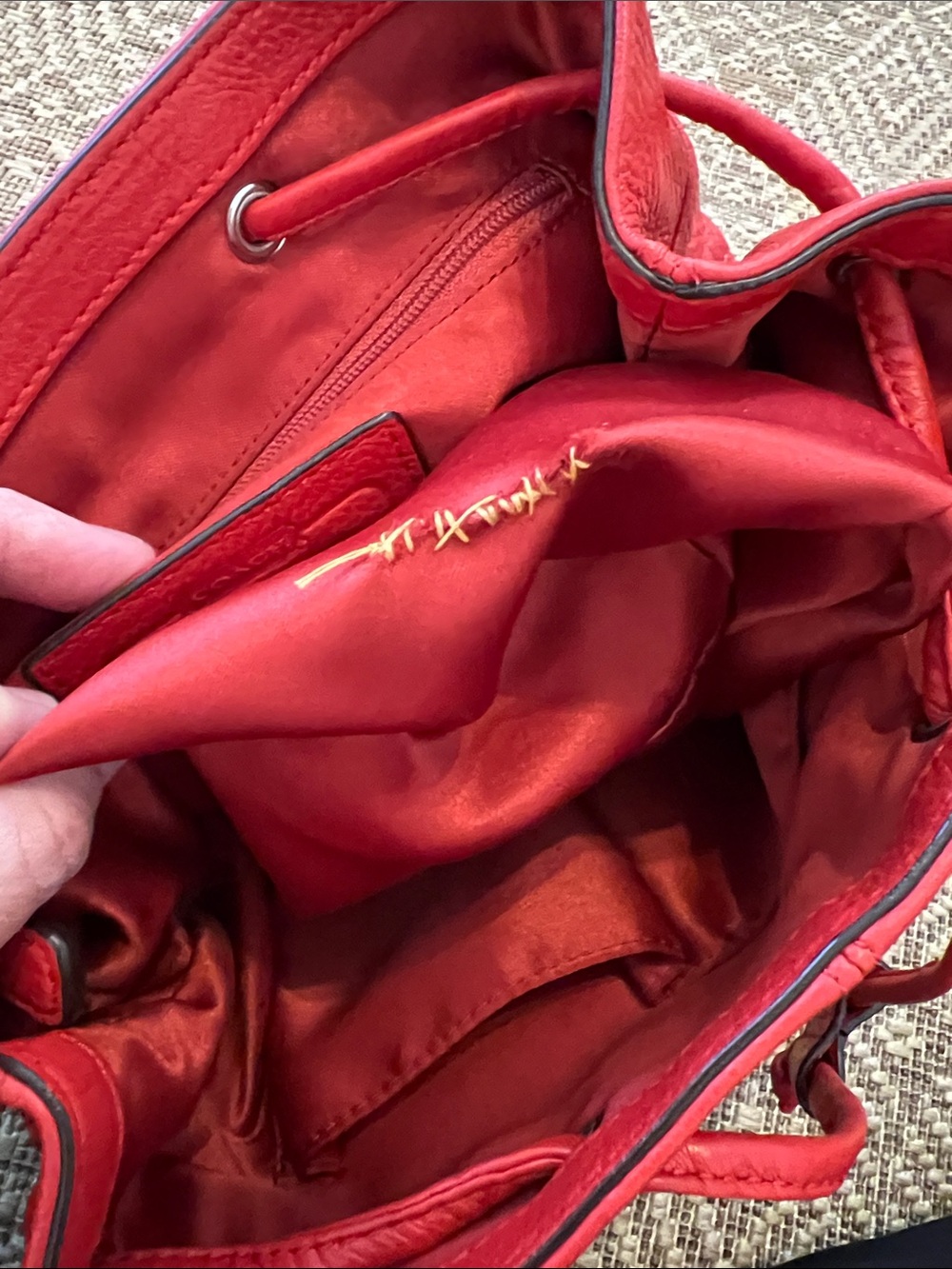 Coach Bright Red Pebbled Leather Mini Backpack with Turn-Lock Flap - Picture 6 of 10